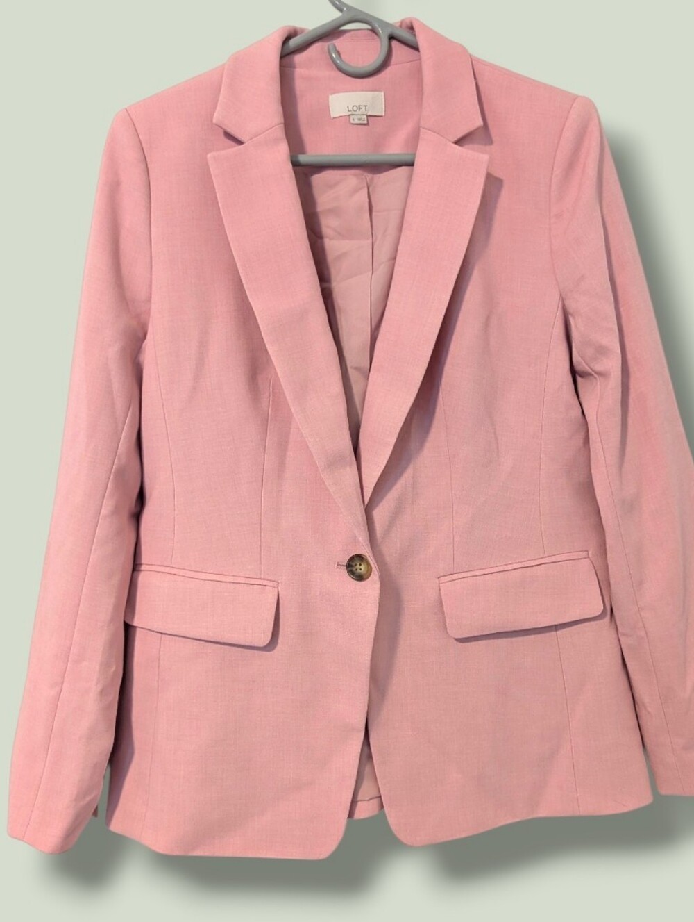 LOFT Baby Pink Pastel Long Sleeve Single Button Blazer 4 Workwear